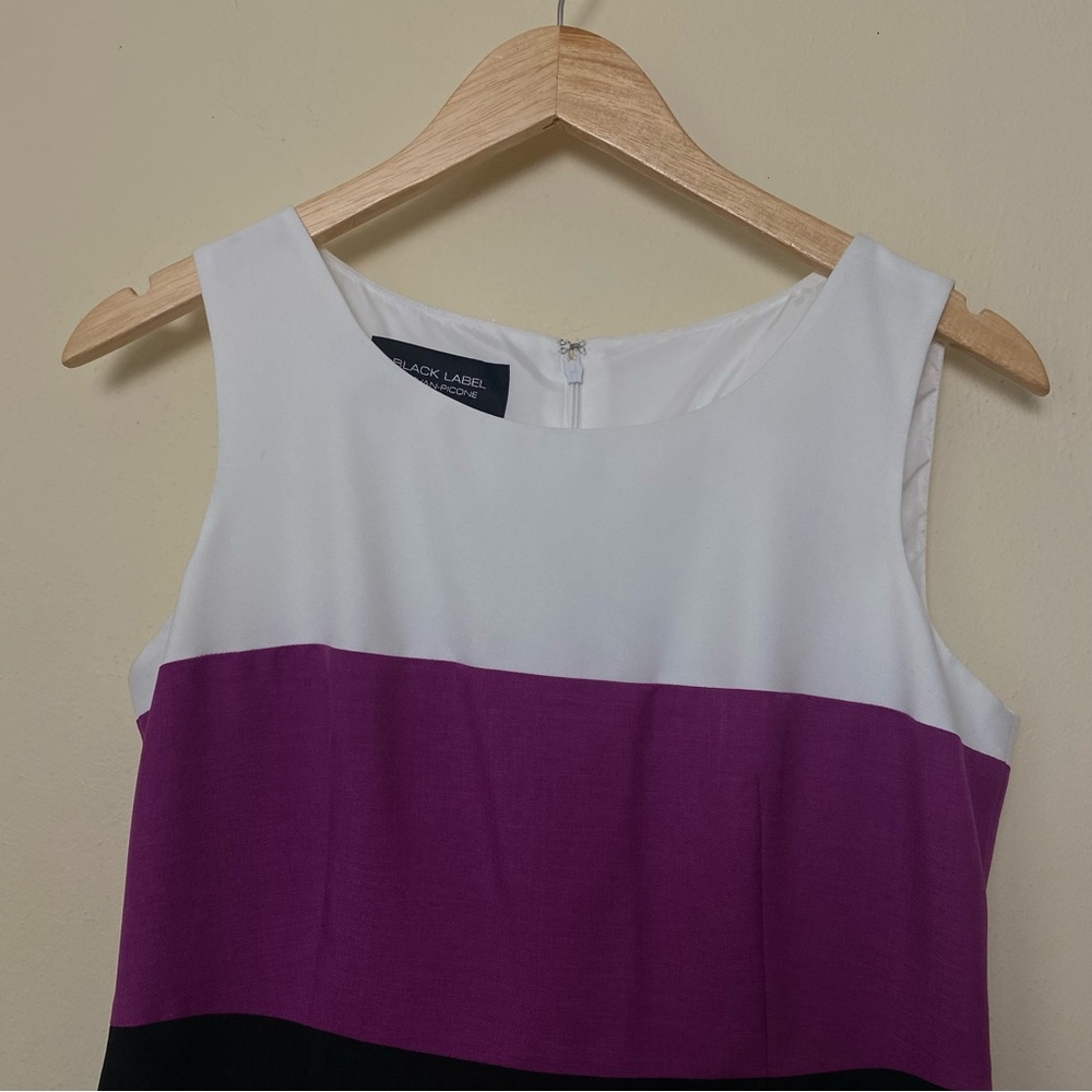 Black Label Elegant Color block Dress - Black, Purple, White. Sz 8-10. - Picture 4 of 14
